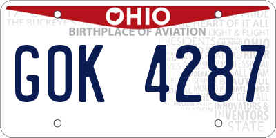 OH license plate GOK4287