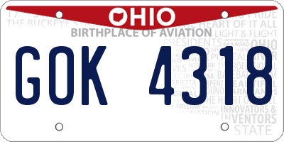 OH license plate GOK4318