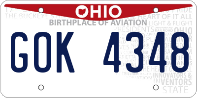 OH license plate GOK4348