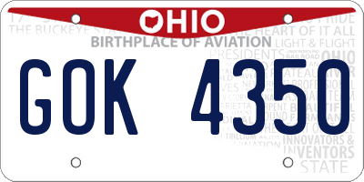 OH license plate GOK4350