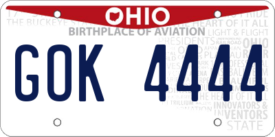 OH license plate GOK4444