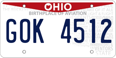 OH license plate GOK4512