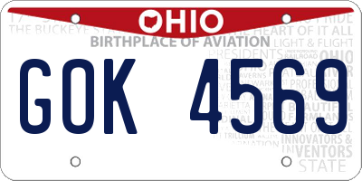 OH license plate GOK4569