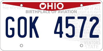 OH license plate GOK4572