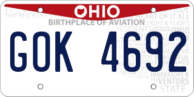 OH license plate GOK4692