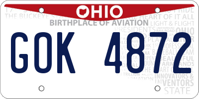 OH license plate GOK4872