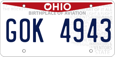 OH license plate GOK4943