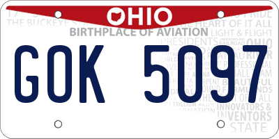 OH license plate GOK5097