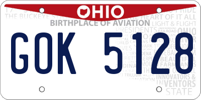 OH license plate GOK5128