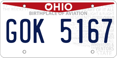 OH license plate GOK5167