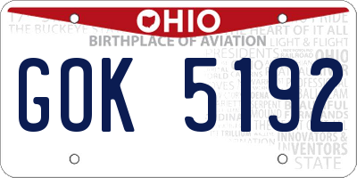 OH license plate GOK5192