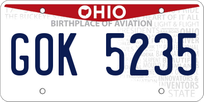OH license plate GOK5235