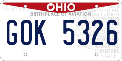 OH license plate GOK5326