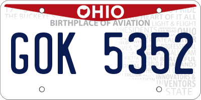 OH license plate GOK5352