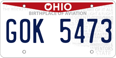 OH license plate GOK5473