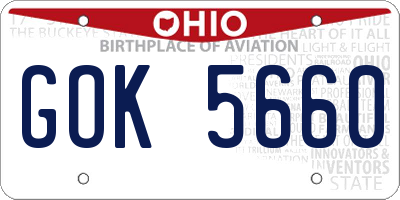 OH license plate GOK5660