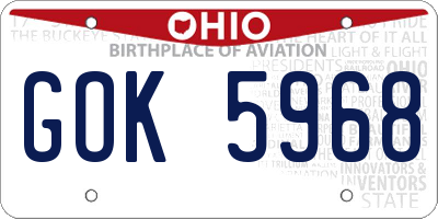 OH license plate GOK5968