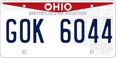 OH license plate GOK6044
