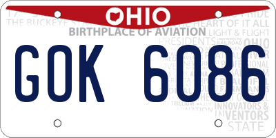 OH license plate GOK6086
