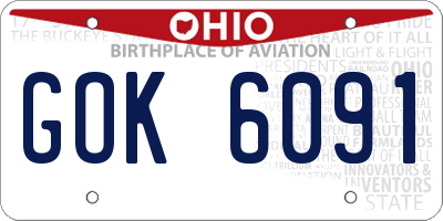 OH license plate GOK6091