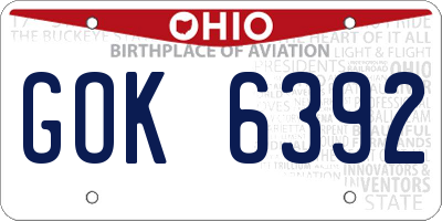 OH license plate GOK6392