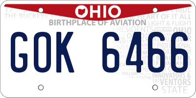 OH license plate GOK6466