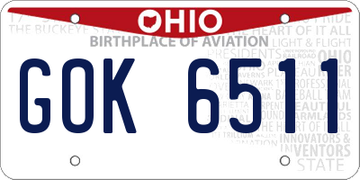 OH license plate GOK6511