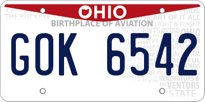 OH license plate GOK6542