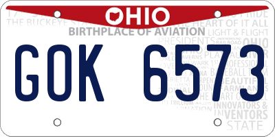 OH license plate GOK6573