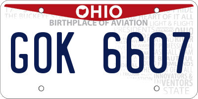 OH license plate GOK6607