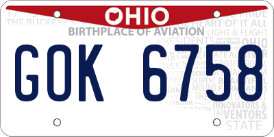 OH license plate GOK6758