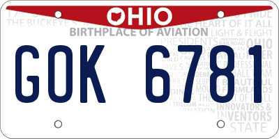 OH license plate GOK6781