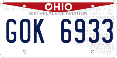 OH license plate GOK6933