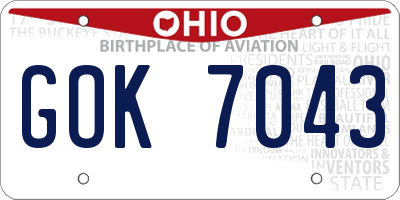 OH license plate GOK7043