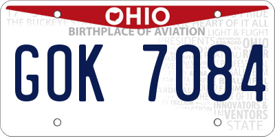 OH license plate GOK7084