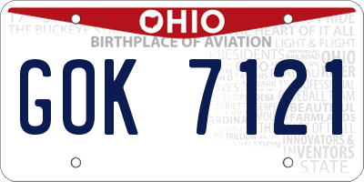 OH license plate GOK7121
