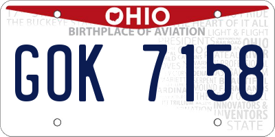 OH license plate GOK7158