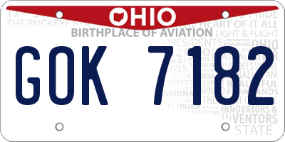 OH license plate GOK7182