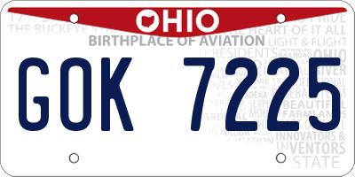 OH license plate GOK7225