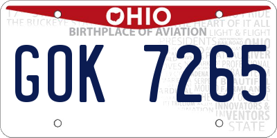 OH license plate GOK7265