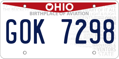 OH license plate GOK7298