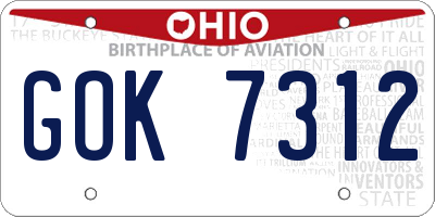 OH license plate GOK7312