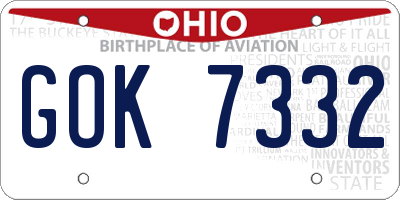 OH license plate GOK7332