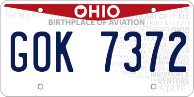 OH license plate GOK7372