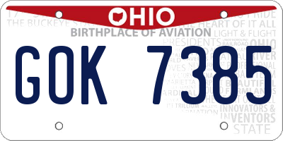 OH license plate GOK7385
