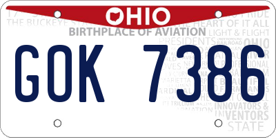 OH license plate GOK7386