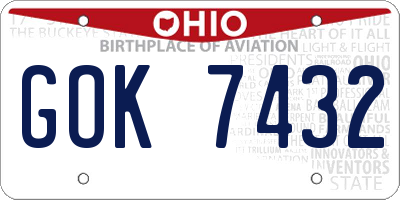 OH license plate GOK7432