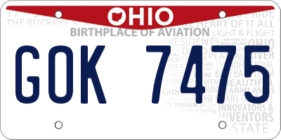 OH license plate GOK7475