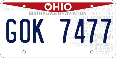 OH license plate GOK7477