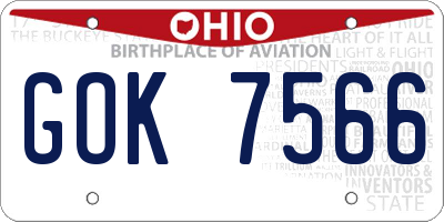 OH license plate GOK7566